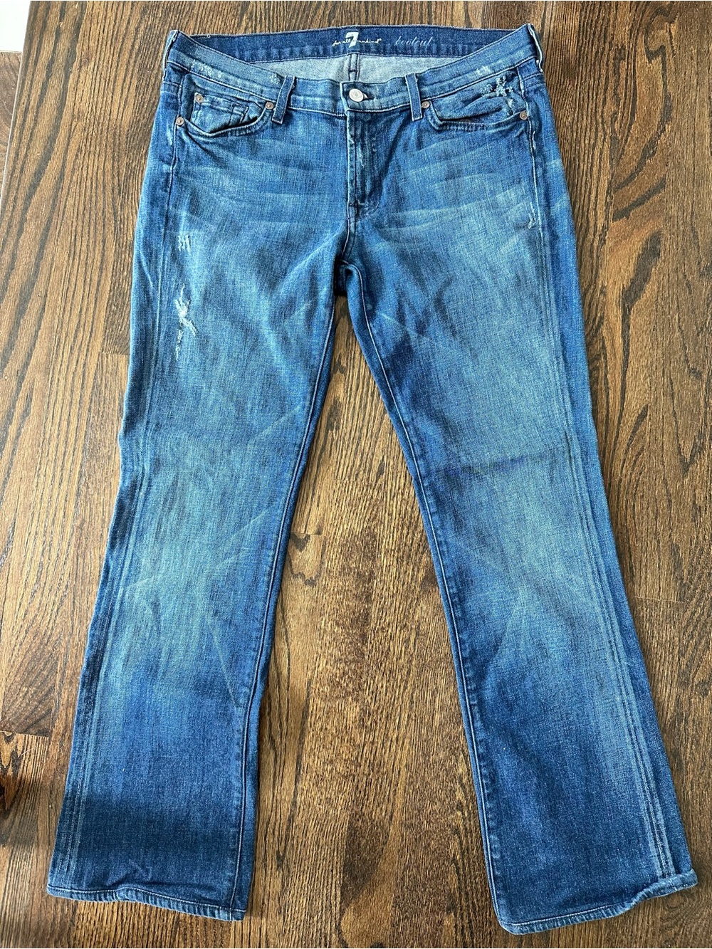 7 For All Mankind Bootcut Jeans Size 32 Dark Blue Stretch Denim